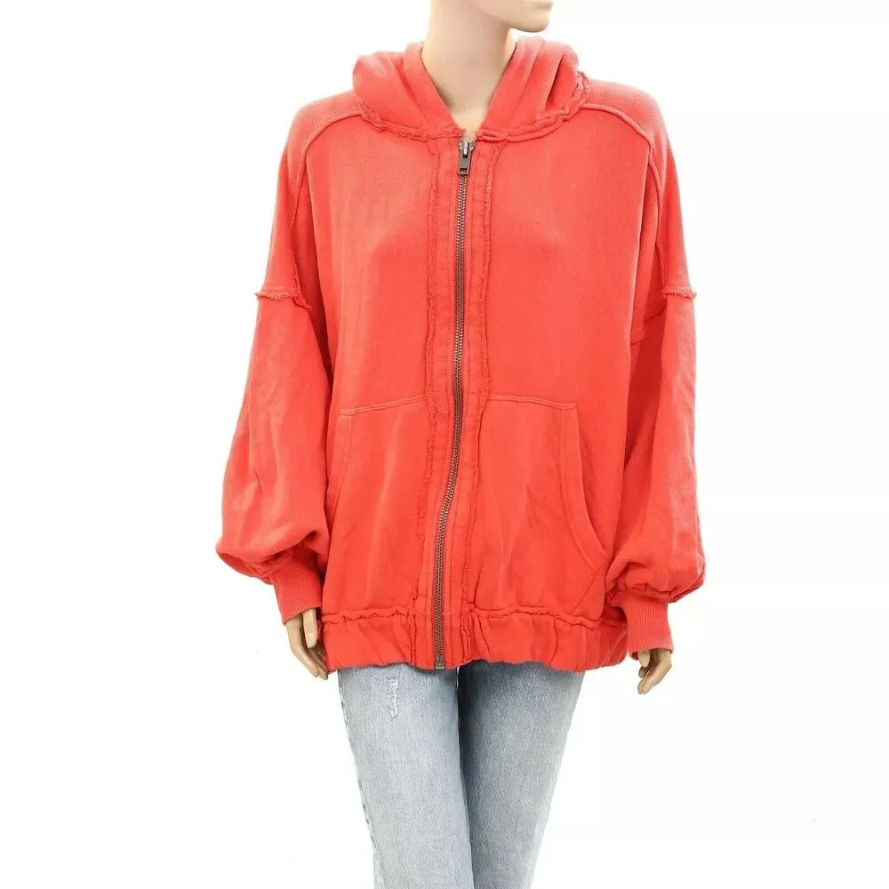 Free People Lucky Zip Up Hoodie Jacket Christmas Oversized XS 275974 - Picture 6 of 9